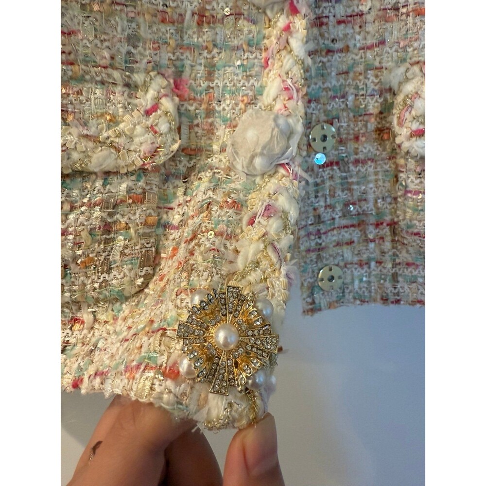 NWOT Self portrait  PASTEL BOUCLE BOXY JACKET - Picture 9 of 12
